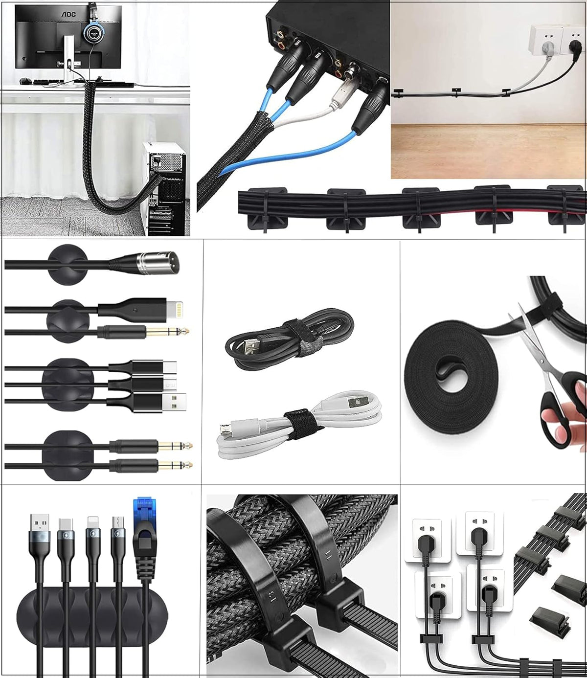 Cable Management, 142Pcs Cable Tidy Organiser for Home Office under Desk