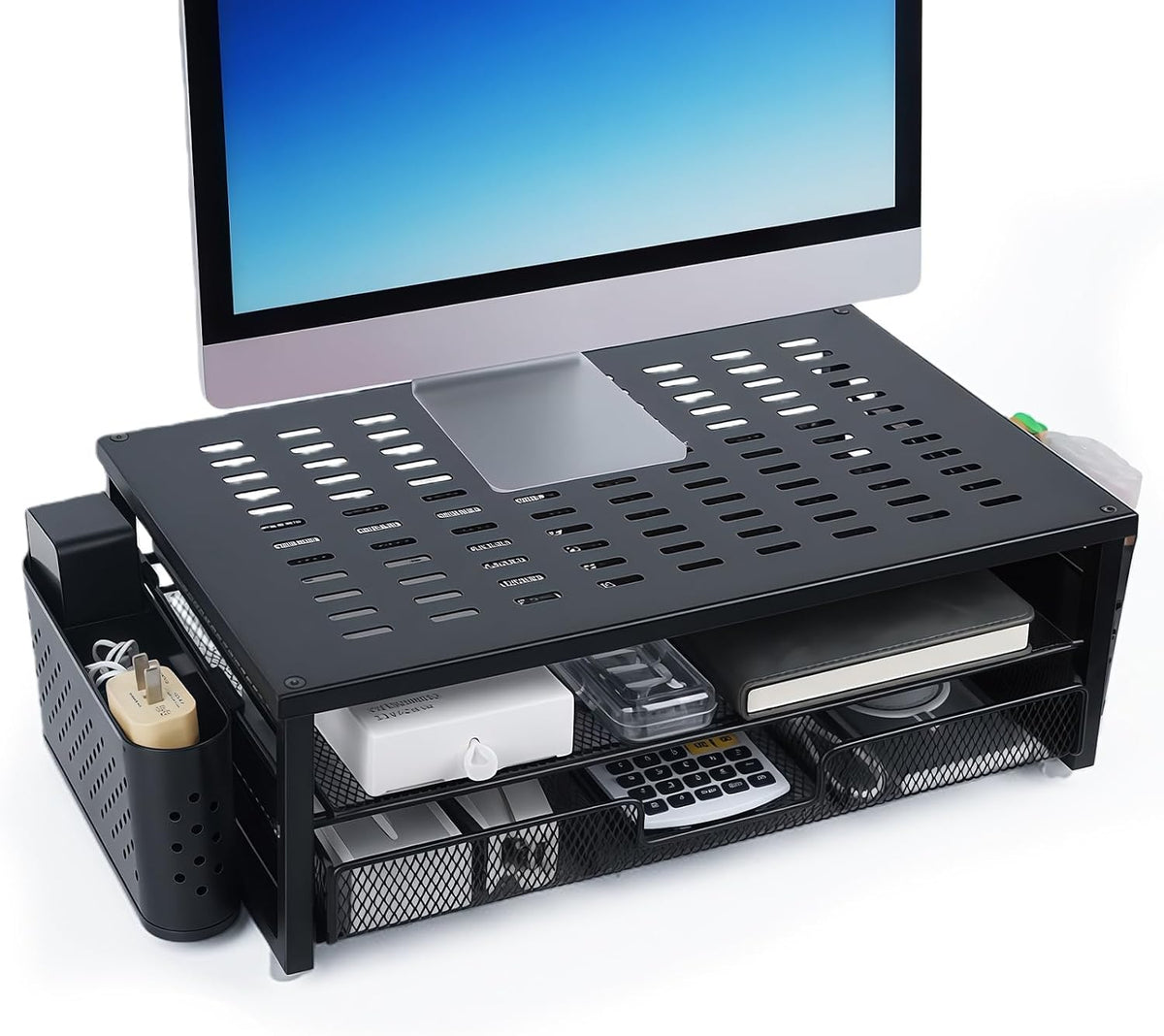 Monitor Stand Riser with Storage, Desk Monitor Stand with Drawer