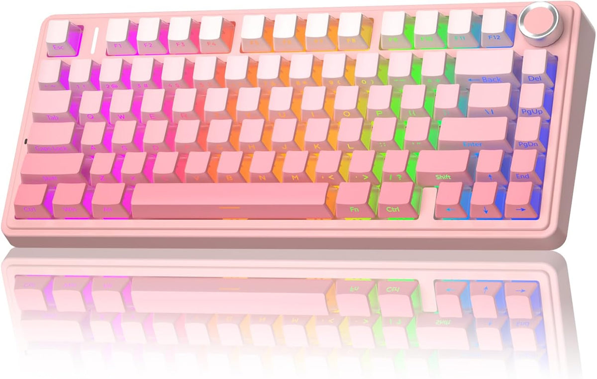F75 75% Wireless Mechanical Keyboard,2.4Ghz/Type-C/Bt5.0 Gaming Keyboards,Advanced Structure,Rgb Backlight,Hot Swappable Custom Keyboard for Pc/Mac (Blue&Purple)