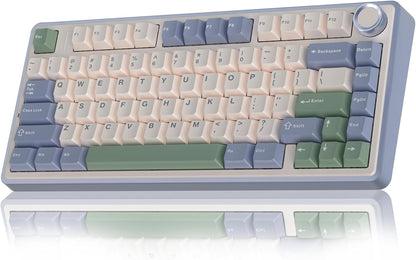 F75 75% Wireless Mechanical Keyboard,2.4Ghz/Type-C/Bt5.0 Gaming Keyboards,Advanced Structure,Rgb Backlight,Hot Swappable Custom Keyboard for Pc/Mac (Blue&Purple)