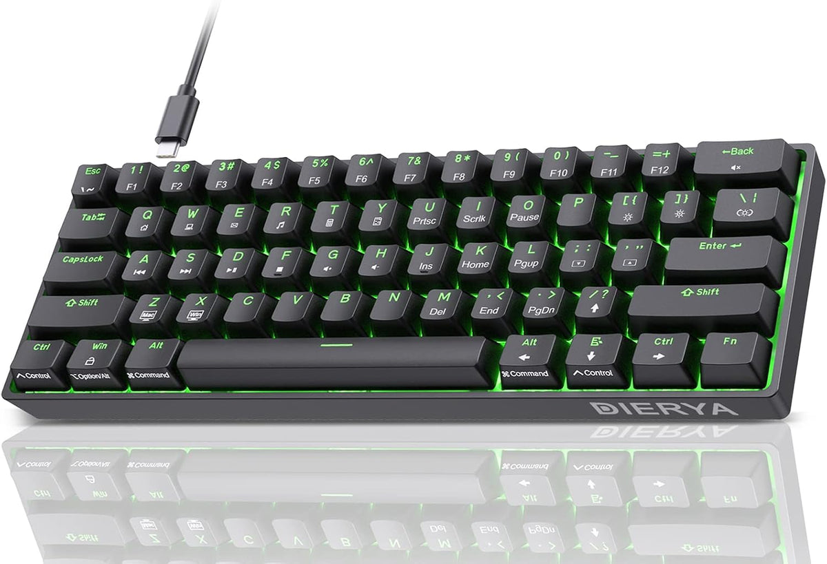 DK61SE 60% Gaming Keyboard, Wired, US QWERTY, Red Switches, White
