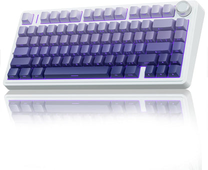 F75 75% Wireless Mechanical Keyboard,2.4Ghz/Type-C/Bt5.0 Gaming Keyboards,Advanced Structure,Rgb Backlight,Hot Swappable Custom Keyboard for Pc/Mac (Blue&Purple)