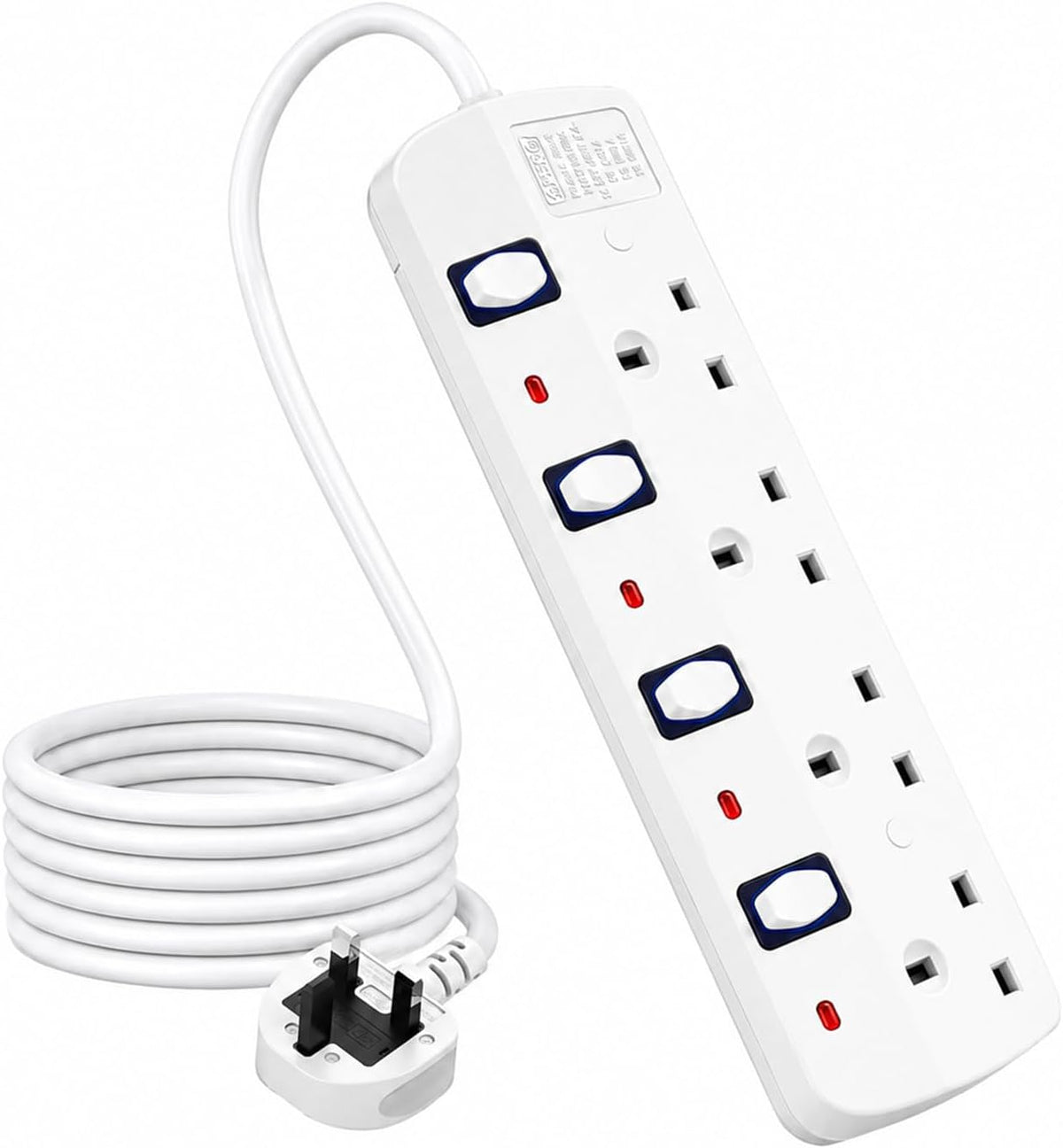 Extension Lead 5M, 2 Plug Extension Lead for Home, Office