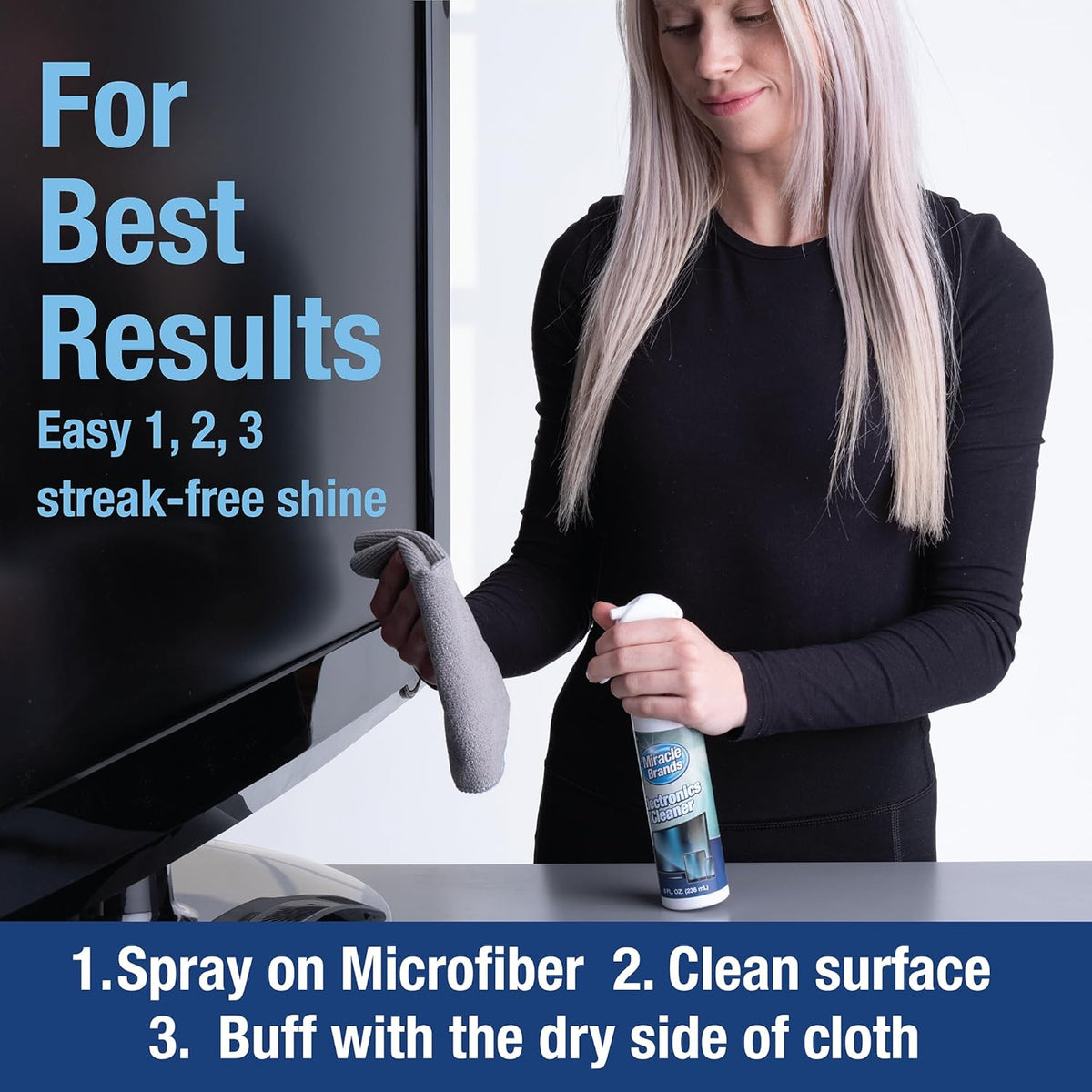 Screen Cleaner Spray with Microfibre Cloth (236Ml) Screen Cleaner Spray and Wipe for TV, Laptop, Computer, Phone, Ipad, Car Screen Cleaning Kit Electronic Cleaner Spray. Natural Ingredients.
