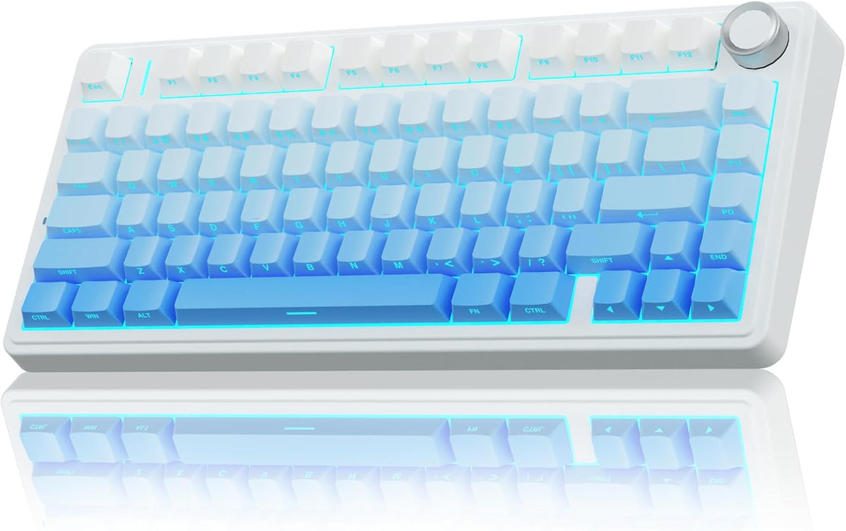 F75 75% Wireless Mechanical Keyboard,2.4Ghz/Type-C/Bt5.0 Gaming Keyboards,Advanced Structure,Rgb Backlight,Hot Swappable Custom Keyboard for Pc/Mac (Blue&Purple)