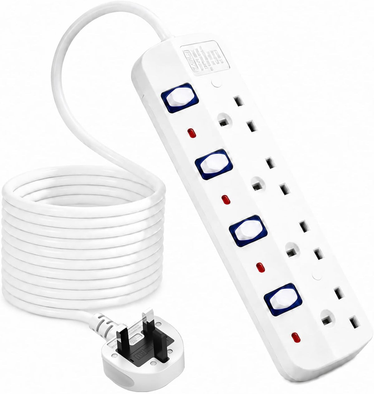 Extension Lead 5M, 2 Plug Extension Lead for Home, Office
