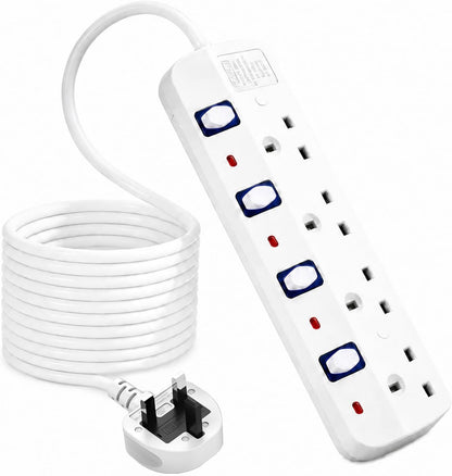 Extension Lead 5M, 2 Plug Extension Lead for Home, Office