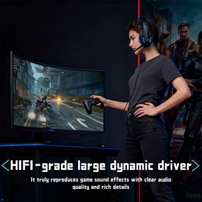 A7 Headphones Wired Gaming Headset Earphones Music for Computer with Mic Headset Stereo Svirtual Surround Bass LED Light Gamer