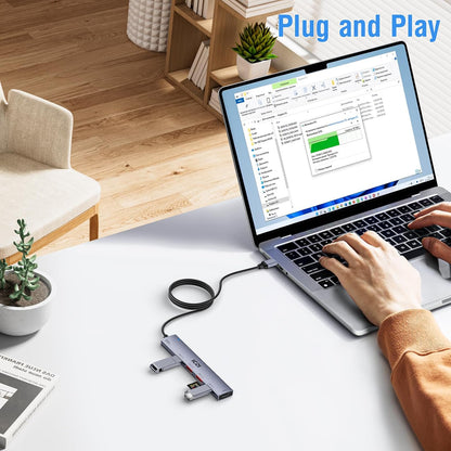USB 3.2 Hub, USB Hub 10Gbps with 120Cm Nylon Braided Cable
