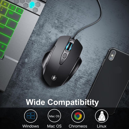 Wired Mouse, 6 Programmable Buttons, Ergonomic Wired Gaming Mouse
