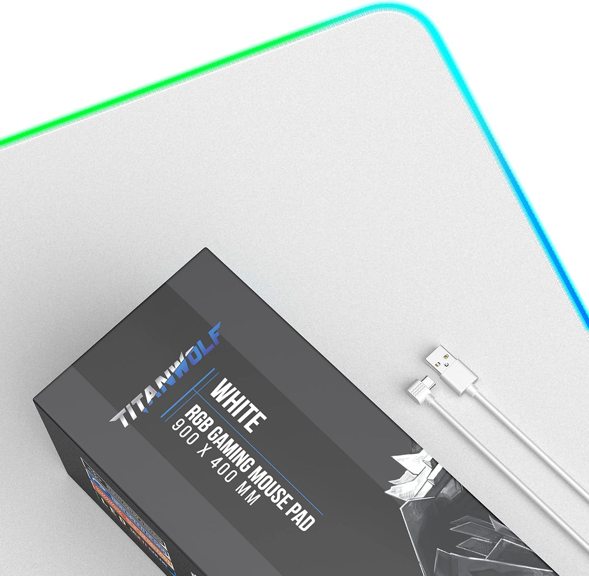 CSL - XXL RGB Gaming Mouse Mat - LED Desk Pad - 900X400 Mm Oversize - XXL Mouse Pad - LED Multi Colour - 11 Lighting Modes - 7 LED Colours plus 4 Effect Modes - Washable - White