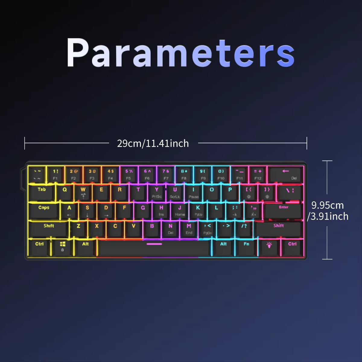 NK61 Mechanical Wired Gaming Keyboard RGB Lighting Effects Supports Hot-Swappable 61 Keys Mechanical Gaming Keyboard