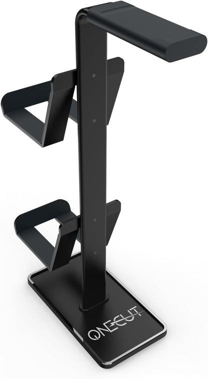 3In1 Headphone Holder Game Controller, Gaming Headset Stand, Dual Headphone Holder with Base (Black)