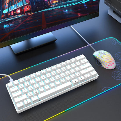 DK61SE 60% Gaming Keyboard, Wired, US QWERTY, Red Switches, White