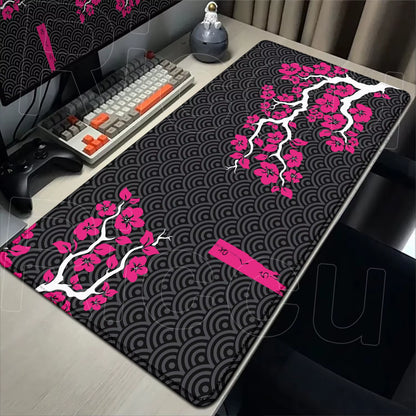 120X60Cm Large Mouse Pad Sakura Gamer Mousepad XXXL Mouse Mat Pc Accessories Rubber Desk Mat Purple Cherry Blossom Keyboard Mats