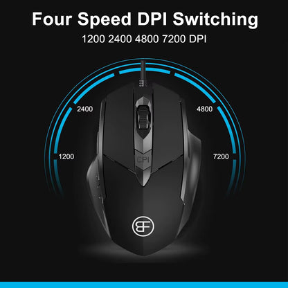 Wired Mouse, 7200 DPI, Ergonomic Gaming Mouse, High Performance Computer Gaming Mouse with 6-Button, RGB, for Laptop PC Desktop