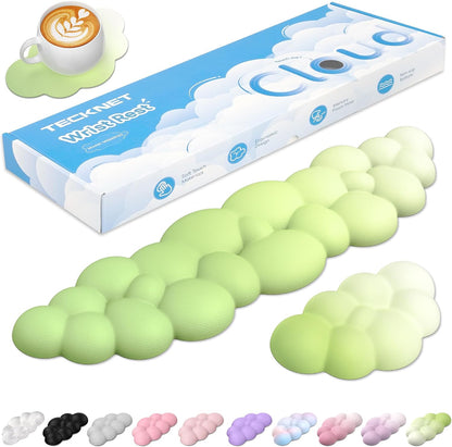 Cloud Wrist Rest Keyboard Set, Memory Foam & PU Leather,Light Pink