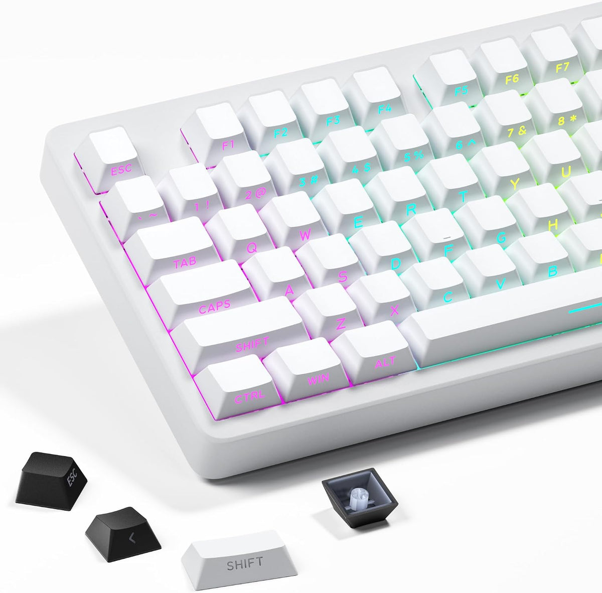 XVX Shine through Gradient Seaweed Green Keycaps - Side Print, Double Shot PBT, 136 Keys, OEM Profile for Cherry Gateron MX Switches