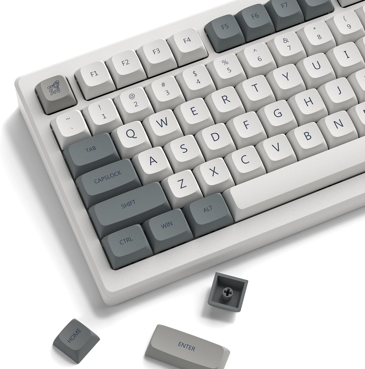 Double Shot PBT Keycaps Set, Custom Keyboard Keycaps,189 Key Full Set,Isa Profile Keycaps for 60% 65% 70% 100% MX Switches Mechanical Keyboard(Grey/Dark Blue,Only Keycaps)