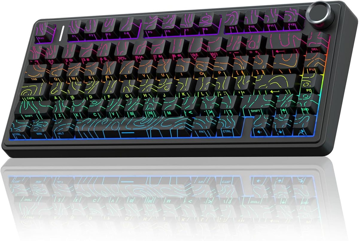 F75 75% Wireless Mechanical Keyboard,2.4Ghz/Type-C/Bt5.0 Gaming Keyboards,Advanced Structure,Rgb Backlight,Hot Swappable Custom Keyboard for Pc/Mac (Blue&Purple)