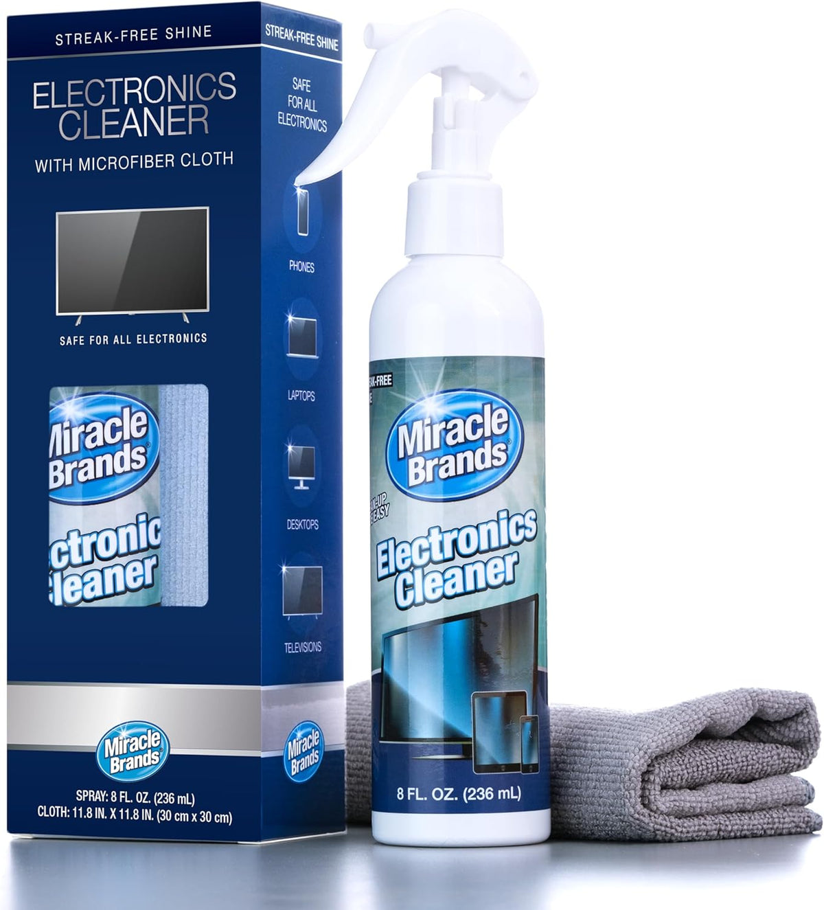Screen Cleaner Spray with Microfibre Cloth (236Ml) Screen Cleaner Spray and Wipe for TV, Laptop, Computer, Phone, Ipad, Car Screen Cleaning Kit Electronic Cleaner Spray. Natural Ingredients.