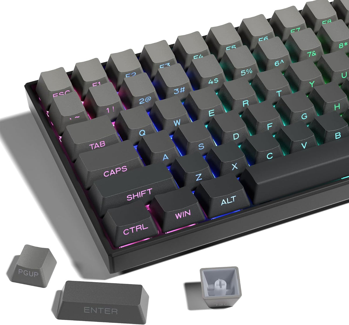 XVX Shine through Gradient Seaweed Green Keycaps - Side Print, Double Shot PBT, 136 Keys, OEM Profile for Cherry Gateron MX Switches