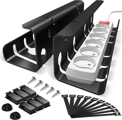 2-Pack Metal under Desk Cable Management Trays 44Cm White