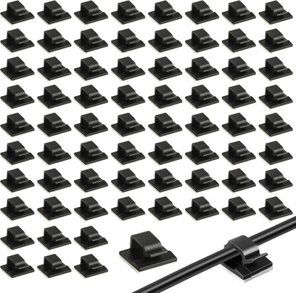 100 Pcs Self Adhesive Cable Clips Flat Cable Management Clips