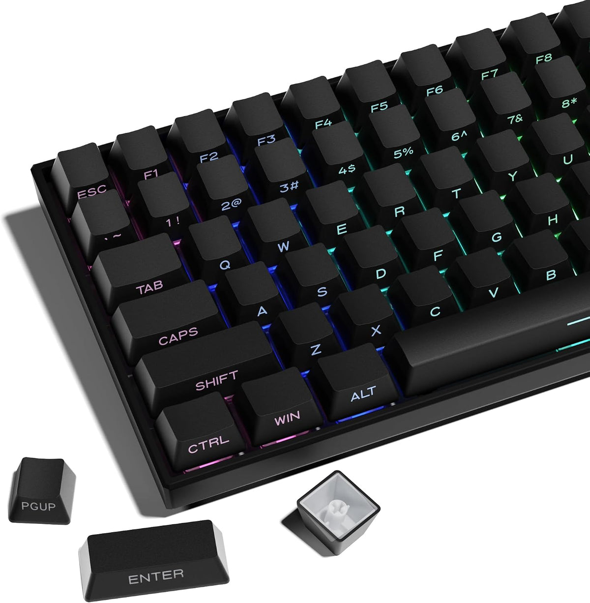 XVX Shine through Gradient Seaweed Green Keycaps - Side Print, Double Shot PBT, 136 Keys, OEM Profile for Cherry Gateron MX Switches