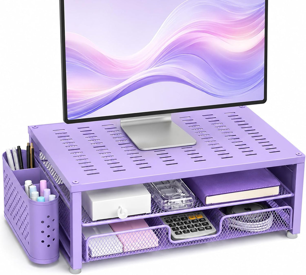 Monitor Stand Riser with Storage, Desk Monitor Stand with Drawer