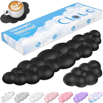 Cloud Wrist Rest Keyboard Set, Memory Foam & PU Leather,Light Pink