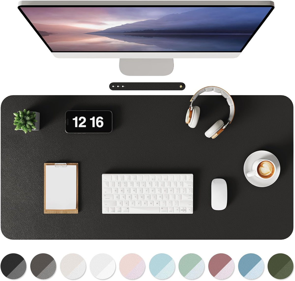 Leather Desk Mat, Mouse Pad & Laptop Mat Black 80X40 Cm