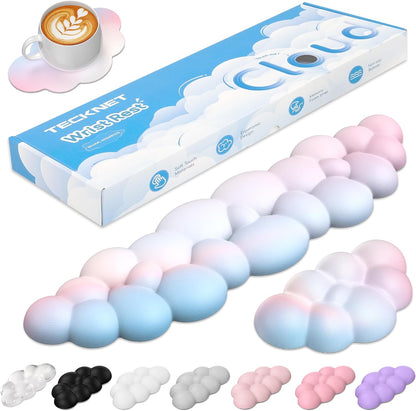 Cloud Wrist Rest Keyboard Set, Memory Foam & PU Leather,Light Pink