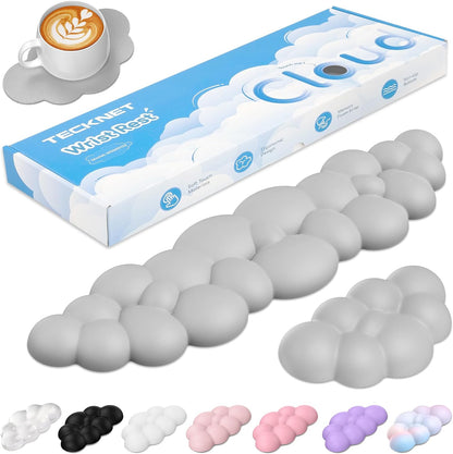 Cloud Wrist Rest Keyboard Set, Memory Foam & PU Leather,Light Pink