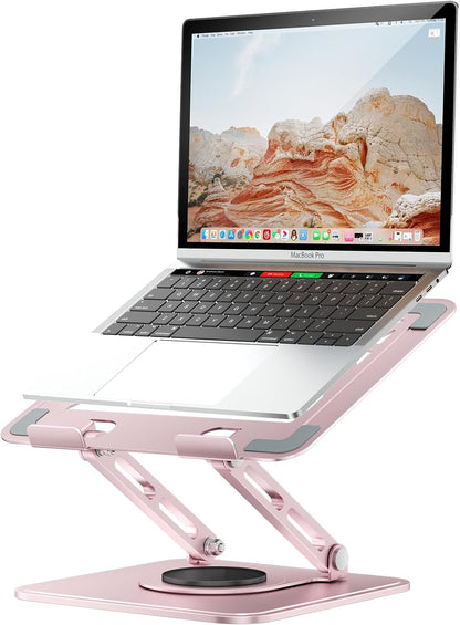 Laptop Stand for Desk, Adjustable Computer Stand Holder with 360° Rotating Base, Ergonomic Laptop Riser Compatible with Macbook Pro Air, All Laptops 10-15.6" (Black