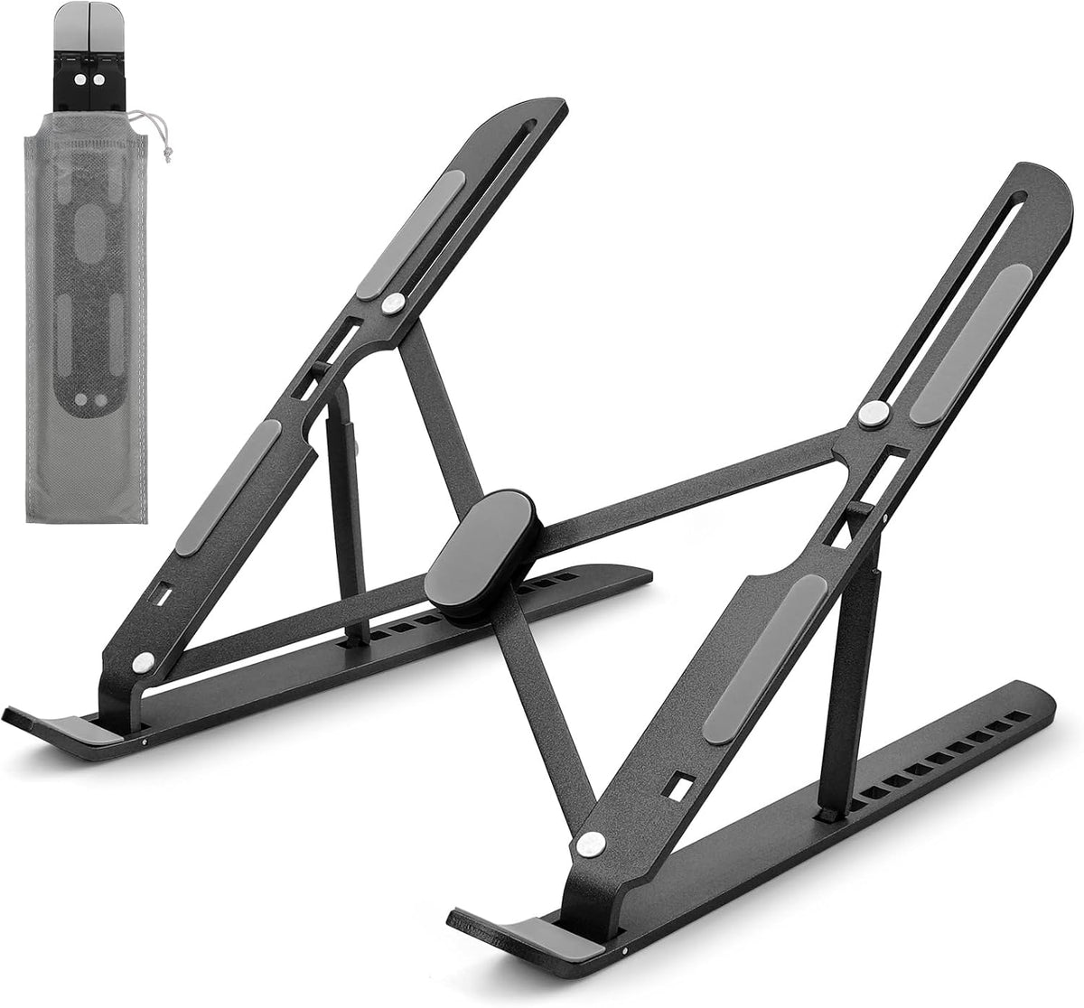 Laptop Stand for Desk Adjustable, Folding Tablet Stand Aluminum Portable Laptop Riser for Desk, Foldable Computer Stand Laptop Holder for Notebook PC