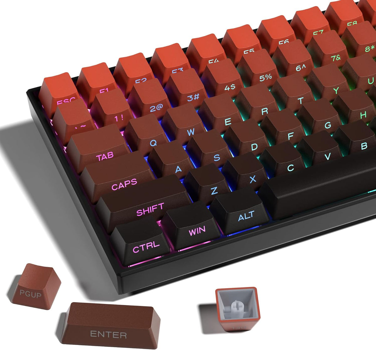XVX Shine through Gradient Seaweed Green Keycaps - Side Print, Double Shot PBT, 136 Keys, OEM Profile for Cherry Gateron MX Switches