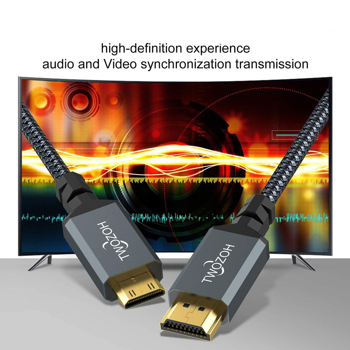 Mini HDMI to HDMI Cable 1M, 4K 60Hz High Speed HDMI to Mini HDMI 2.0 Braided Lead