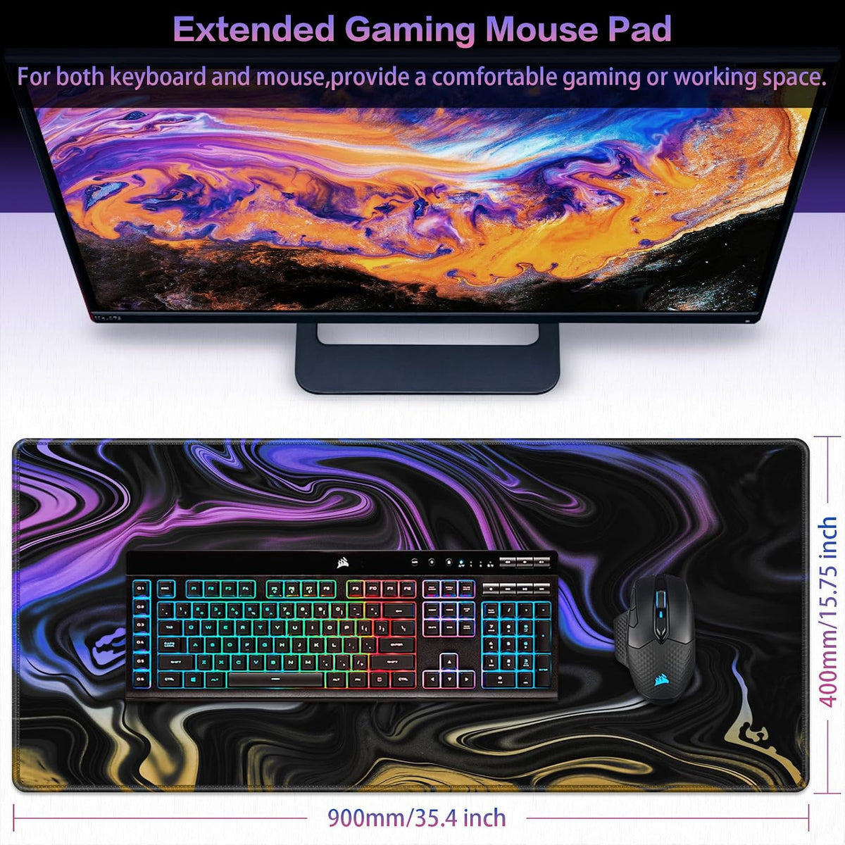 Gaming Mouse Pad 900 X 400Mm, Large Mouse Mat XXL