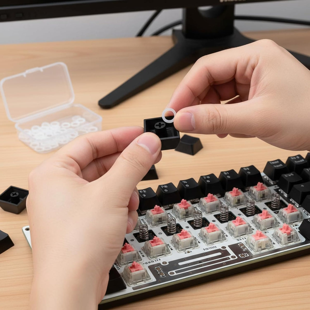 200 Pcs O Rings Keyboard Clear Rubber Mechanical Keyboard O-Ring