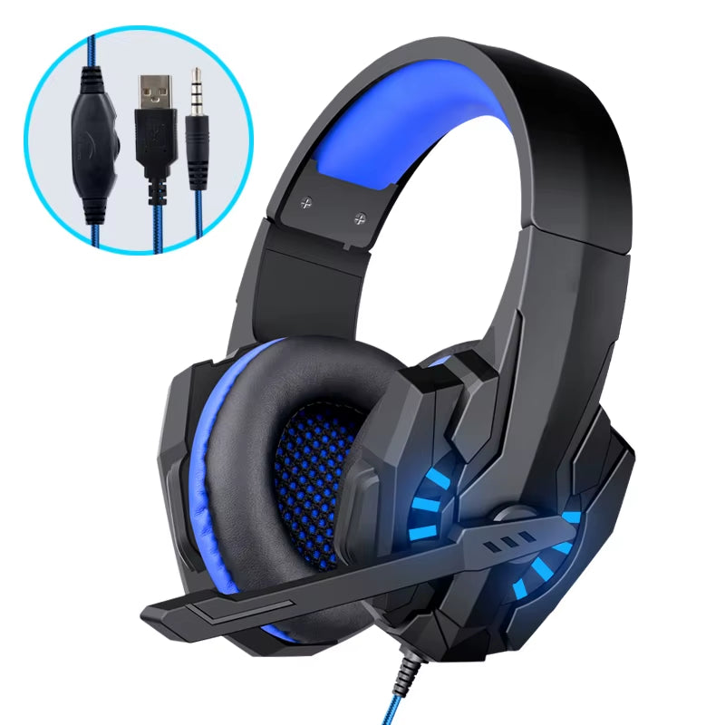 A7 Headphones Wired Gaming Headset Earphones Music for Computer with Mic Headset Stereo Svirtual Surround Bass LED Light Gamer