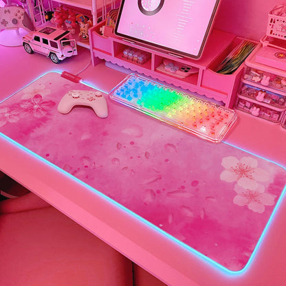 Kawaii RGB Gaming Mouse Pad PC XL Large Extended Glowing Led Light up Desk Pad Non-Slip Rubber Base Computer Keyboard and Mouse Pad Cool Cute Mousepad Mat Gaming over 80 * 30Cm