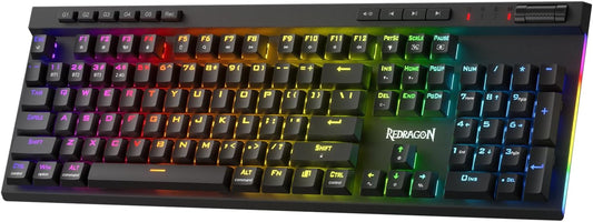 K580 PRO Wireless RGB Gaming Keyboard, 3-Modes 104 Keys Mechanical Keyboard W/Hot-Swap Socket, Dedicated Media Controls & Onboard Macro Recording, Linear Red Switch