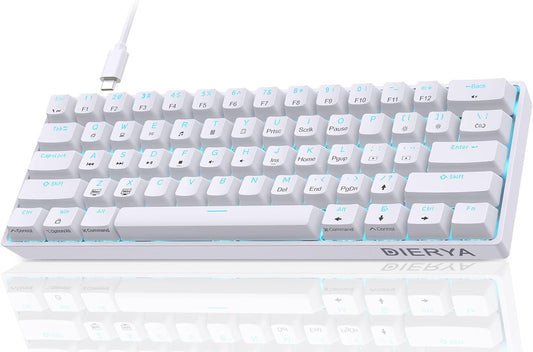 DK61SE 60% Gaming Keyboard, Wired, US QWERTY, Red Switches, White