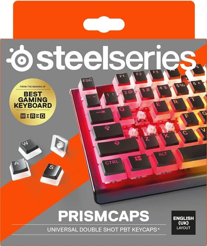Prismcaps – Double Shot Pudding-Style Keycaps – Durable PBT Thermoplastic – Compatible with Most Mechanical Keyboards – MX Stems – Black (UK Layout)