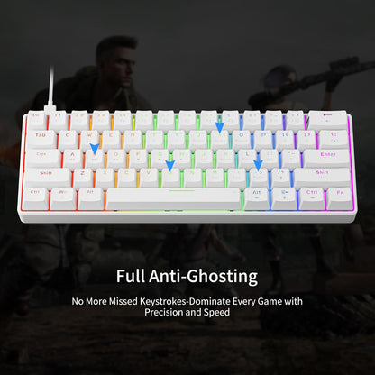 GM611 Gaming Keyboard,60% Percent Mechanical Keyboard Red Switches