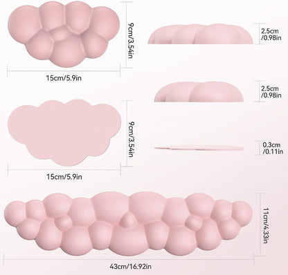 Cloud Wrist Rest Keyboard Set, Memory Foam & PU Leather,Light Pink