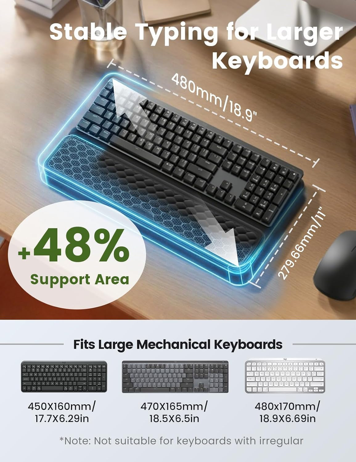 Keyboard Stand with Wrist Rest, Memory Foam, Green