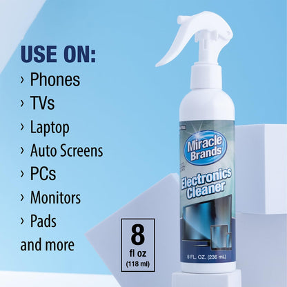 Screen Cleaner Spray with Microfibre Cloth (236Ml) Screen Cleaner Spray and Wipe for TV, Laptop, Computer, Phone, Ipad, Car Screen Cleaning Kit Electronic Cleaner Spray. Natural Ingredients.