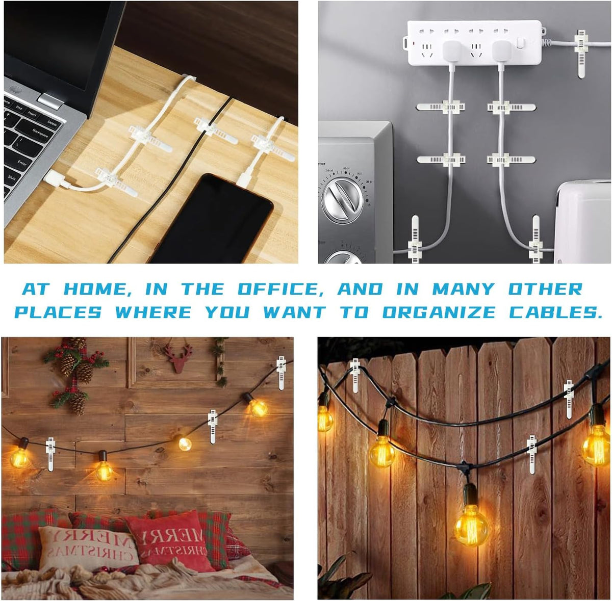 80 Pack White Cable Clips,Self Adhesive Cable Management Ties